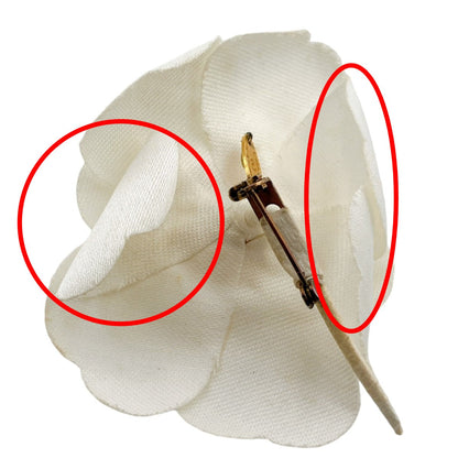 Chanel Brooch Cotton Cotton White Corsage Camelia Women