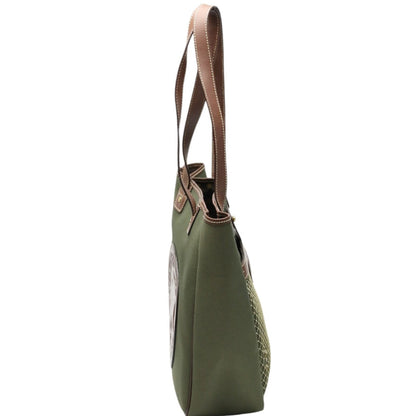 Hunting World Tote Bag Leather Khaki Tote Bag Mens(Unisex)