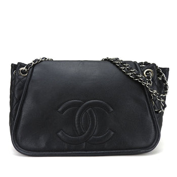 Chanel Shoulder Bag Caviar Skin Black Chainshoulder Women