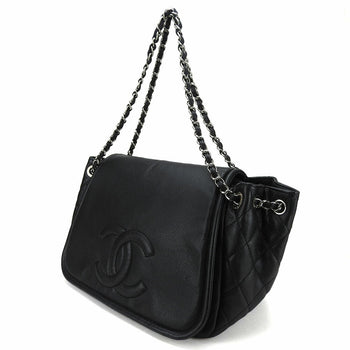 Chanel Shoulder Bag Caviar Skin Black Chainshoulder Women