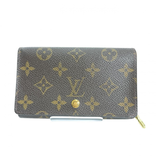 Louis Vuitton Bifold Wallet M61730 Monogram Canvas Brown L-Shaped Fastener Monogram Porto Monevier