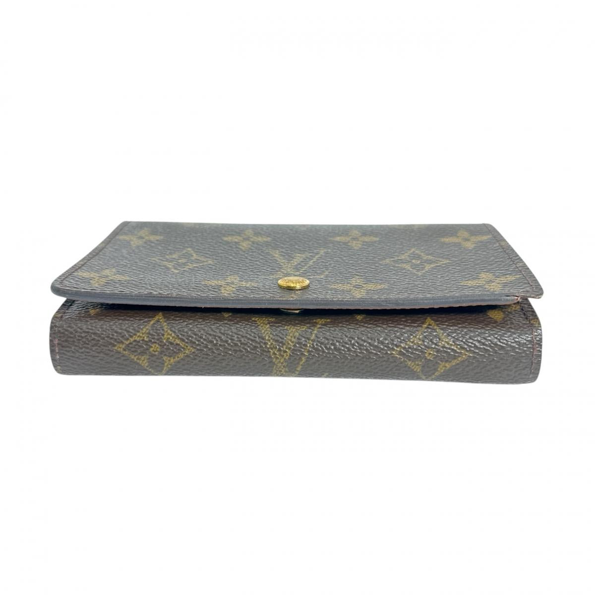Louis Vuitton Bifold Wallet M61730 Monogram Canvas Brown L-Shaped Fastener Monogram Porto Monevier