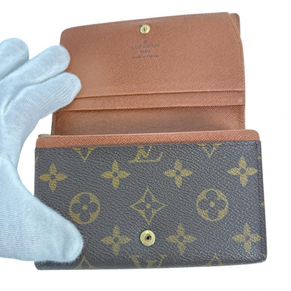 Louis Vuitton Bifold Wallet M61730 Monogram Canvas Brown L-Shaped Fastener Monogram Porto Monevier