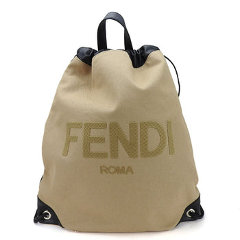 Fendi Backpack 7Vz057 Canvas, Leather Beige Women