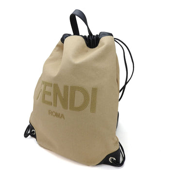 Fendi Backpack 7Vz057 Canvas, Leather Beige Women