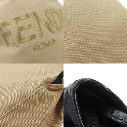 Fendi Backpack 7Vz057 Canvas, Leather Beige Women