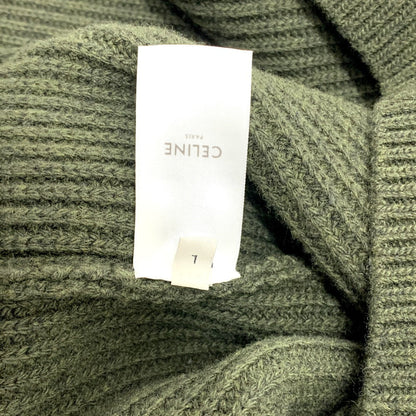 Celine Sweater 2Ab97 Wool Khaki Logo Leopard Pattern Mens L