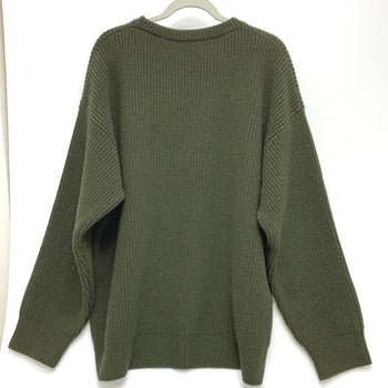 Celine Sweater 2Ab97 Wool Khaki Logo Leopard Pattern Mens L