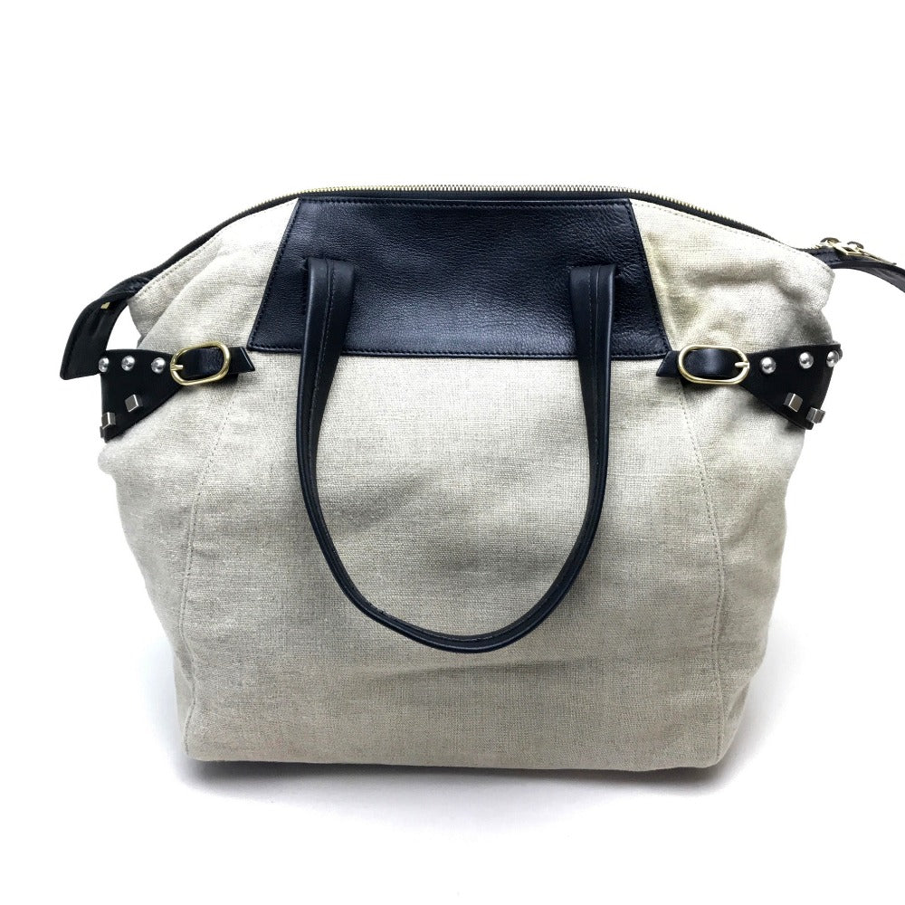 Celine Tote Bag Linen Canvas, Leather Beige X Black Women Women