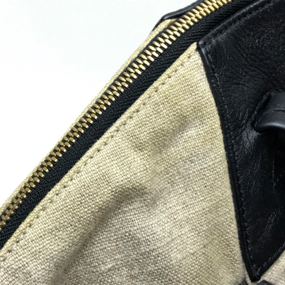 Celine Tote Bag Linen Canvas, Leather Beige X Black Women Women