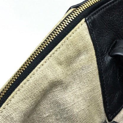 Celine Tote Bag Linen Canvas, Leather Beige X Black Women Women