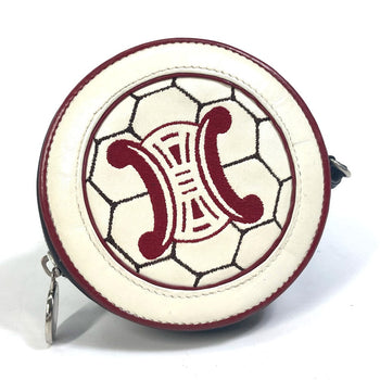 Celine Coin Case Leather White Wallet Coin Pocket Fifa 2002 Women
