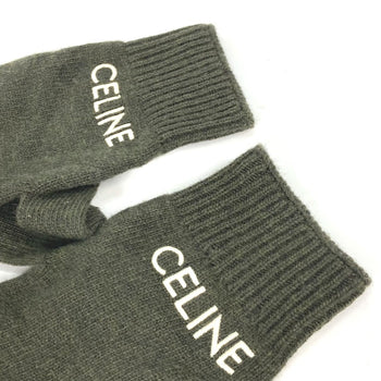Celine Glove 2Ac55588S Wool Khaki Logo Embroidery Mens S