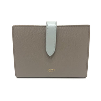 Celine Folded Wallet 10B643Bru Leather Gray Bicolor Medium Strap Wallet Women
