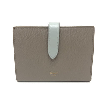 Celine Folded Wallet 10B643Bru Leather Gray Bicolor Medium Strap Wallet Women