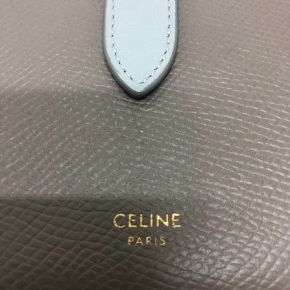 Celine Folded Wallet 10B643Bru Leather Gray Bicolor Medium Strap Wallet Women
