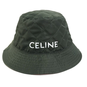 Celine Hat 2Aub8930C Nylon Khaki X Orange Quilting Logo Women S