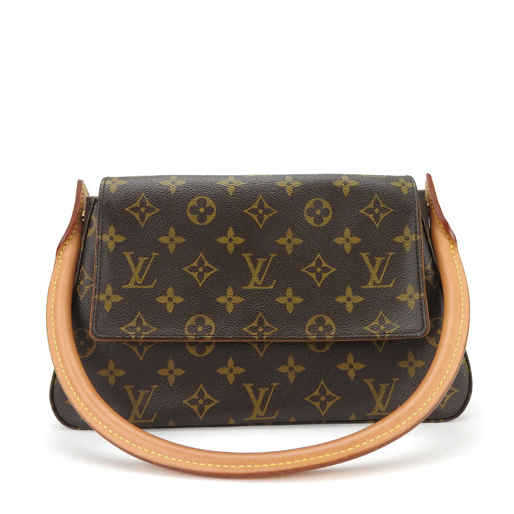 Louis Vuitton Shoulder Bag M51147 Monogram, Tanned Leather Brown Mini Looping Women