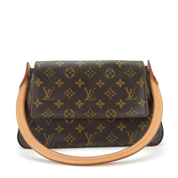 Louis Vuitton Shoulder Bag M51147 Monogram, Tanned Leather Brown Mini Looping Women