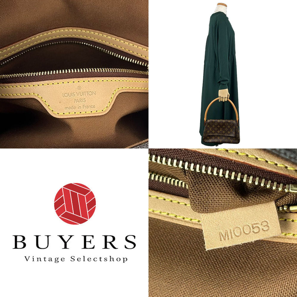 Louis Vuitton Shoulder Bag M51147 Monogram, Tanned Leather Brown Mini Looping Women