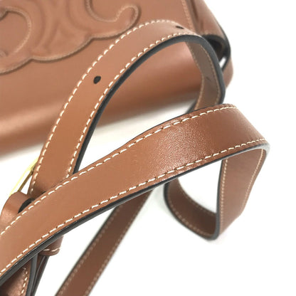 Celine Shoulder Bag 198263Du3 Leather Brown Crossbody Pochette Folco Cuir Triomphe Women