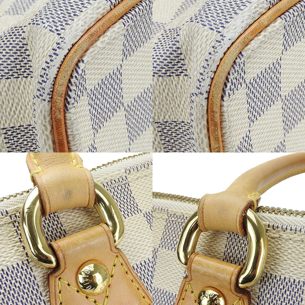 Louis Vuitton Handbag N51185 Damier Azur, Tanned Leather White Saleyamm Women