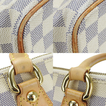 Louis Vuitton Handbag N51185 Damier Azur, Tanned Leather White Saleyamm Women