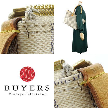 Louis Vuitton Handbag N51185 Damier Azur, Tanned Leather White Saleyamm Women