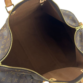 Louis Vuitton Boston Duffel Bag M41414 Monogram, Tanned Leather Brown Keepall 55 Bandouliere
