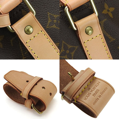 Louis Vuitton Boston Duffel Bag M41414 Monogram, Tanned Leather Brown Keepall 55 Bandouliere