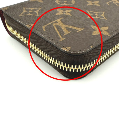 Louis Vuitton Long Wallet Purse M42616 Monogram Canvas Brown Zip Around Monogram Zippy Wallet Women