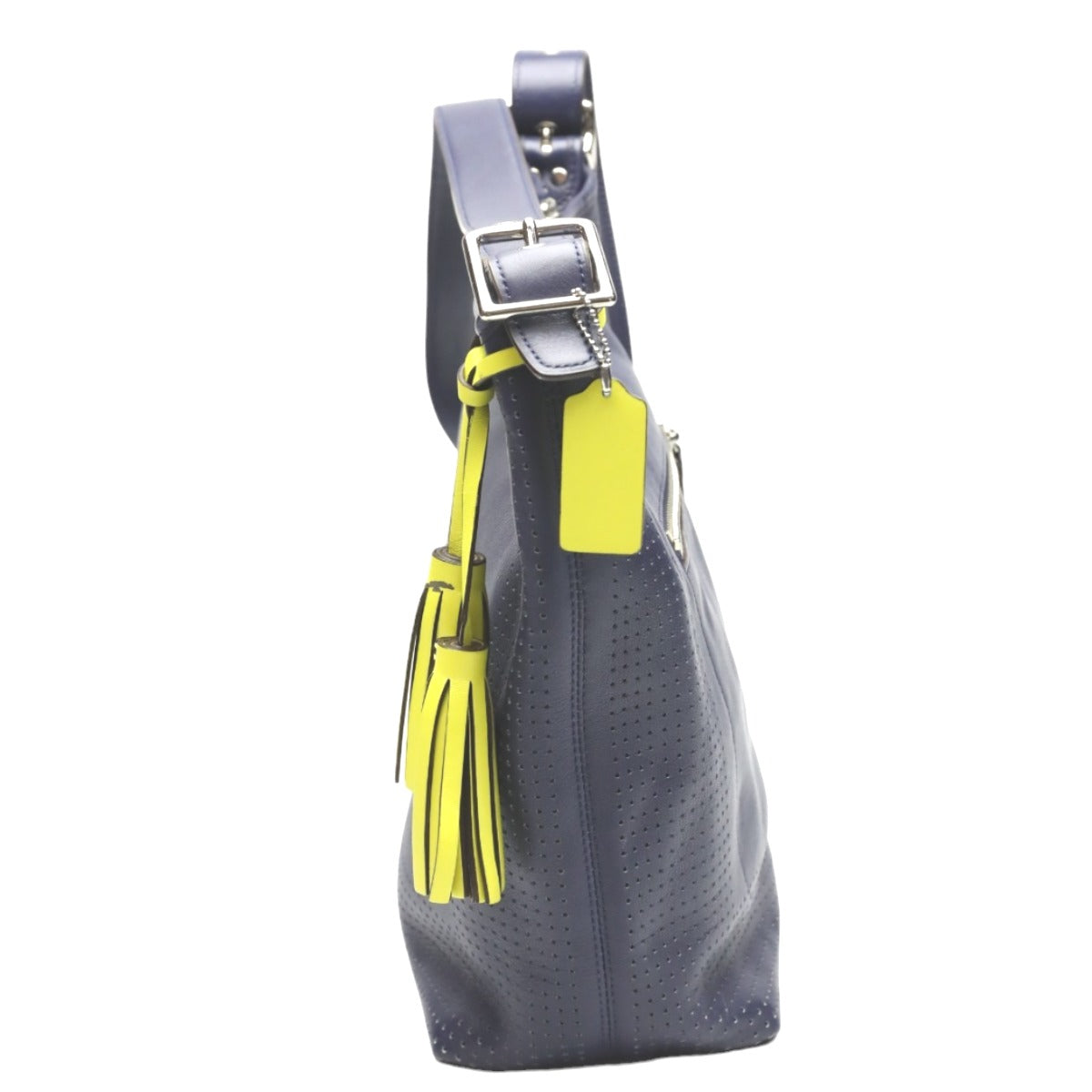 Coach Shoulder Bag F22762 Leather Navy Shoulder Bag Fringe Crossbody Women