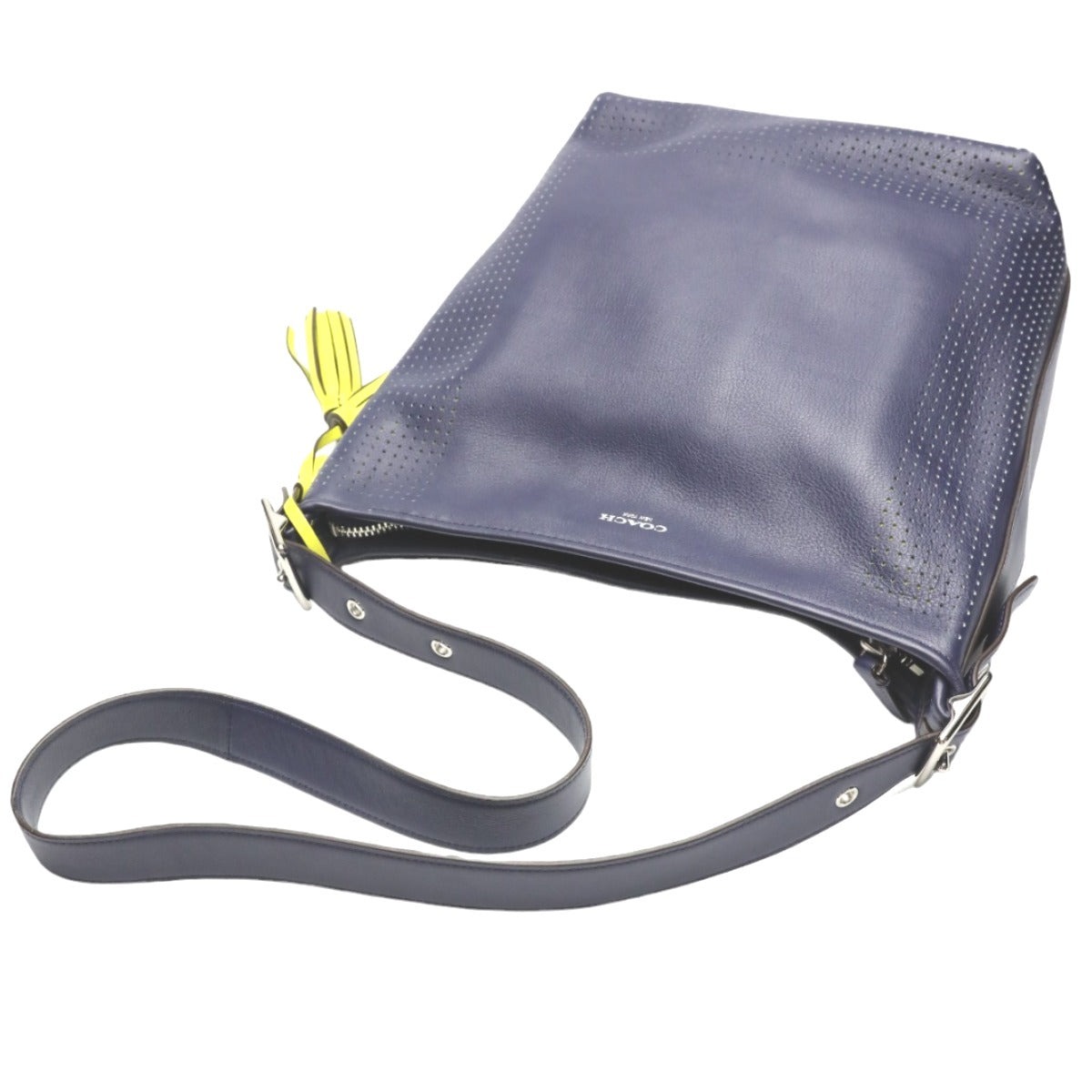 Coach Shoulder Bag F22762 Leather Navy Shoulder Bag Fringe Crossbody Women