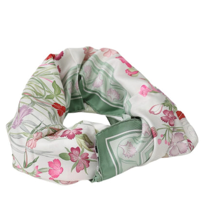 Hermes Scarf Silk Green Scarf Flour Wild Carnations And Dianthus Women