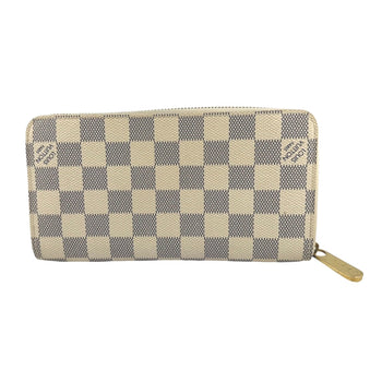 Louis Vuitton Long Wallet Purse N60019 Damier Azur Canvas White Zip Around Azur Zippy Wallet