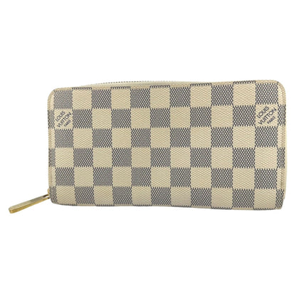 Louis Vuitton Long Wallet Purse N60019 Damier Azur Canvas White Zip Around Azur Zippy Wallet