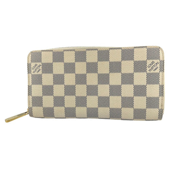 Louis Vuitton Long Wallet Purse N60019 Damier Azur Canvas White Zip Around Azur Zippy Wallet