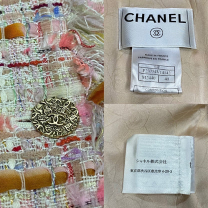 Chanel Tailored Jacket Cotton, Rayon, Nylon, Silk, Plastic Pink Coco Mark Women 40