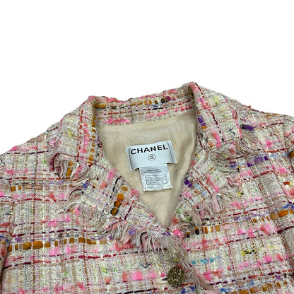 Chanel Tailored Jacket Cotton, Rayon, Nylon, Silk, Plastic Pink Coco Mark Women 40