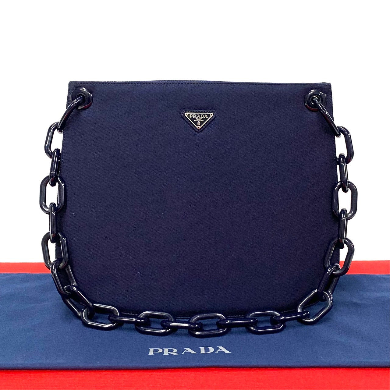 Prada Shoulder Bag Jersey, Plastic Navy Women