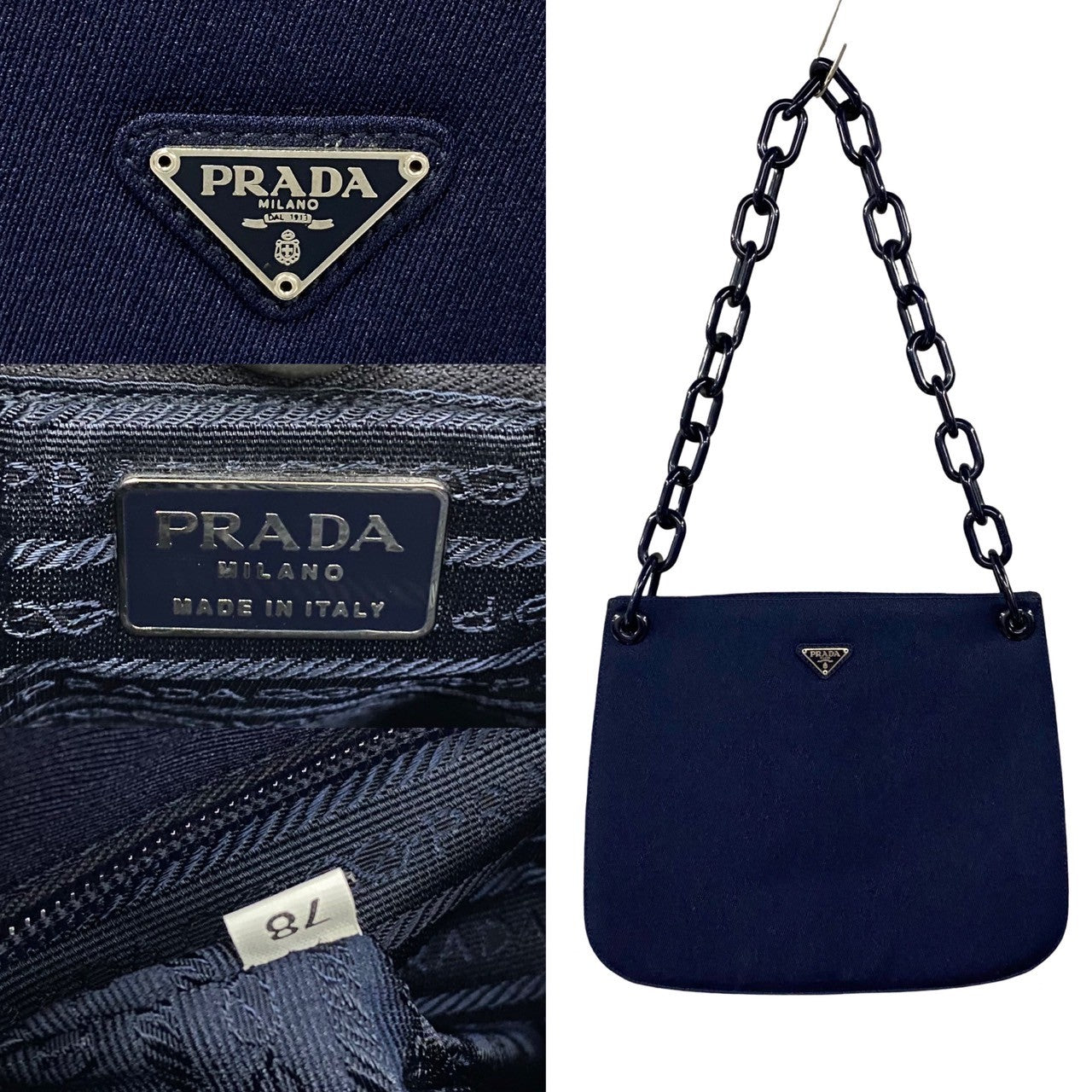 Prada Shoulder Bag Jersey, Plastic Navy Women