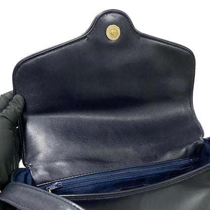 Gucci Shoulder Bag Leather Black Bamboo Metal Old Gucci Women