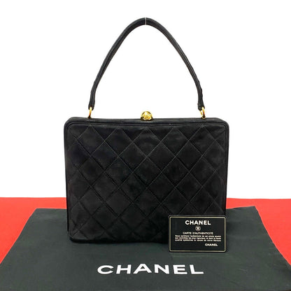 Chanel Handbag Suede Black Coco Mark Matrasse Women
