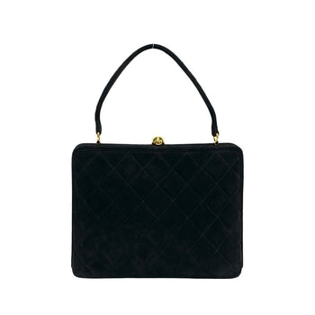 Chanel Handbag Suede Black Coco Mark Matrasse Women
