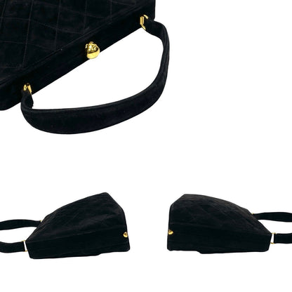 Chanel Handbag Suede Black Coco Mark Matrasse Women