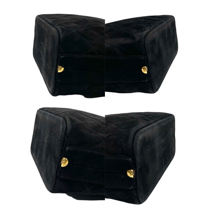 Chanel Handbag Suede Black Coco Mark Matrasse Women