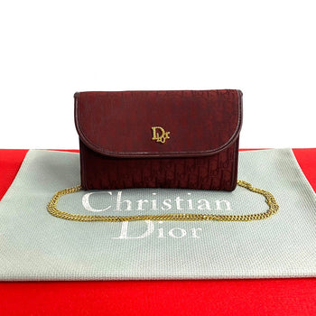 Christian Dior Shoulder Bag Leather Wine-Red