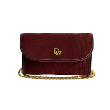 Christian Dior Shoulder Bag Leather Wine-Red