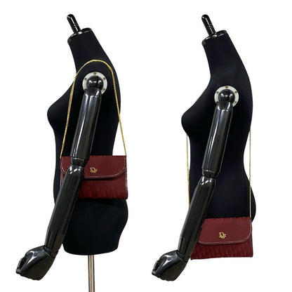Christian Dior Shoulder Bag Leather Wine-Red