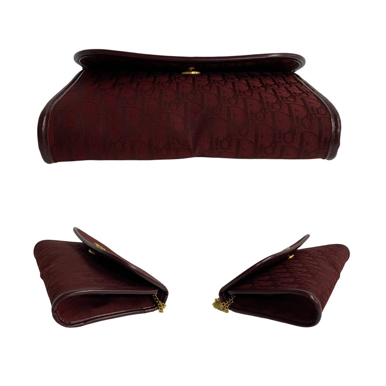 Christian Dior Shoulder Bag Leather Wine-Red